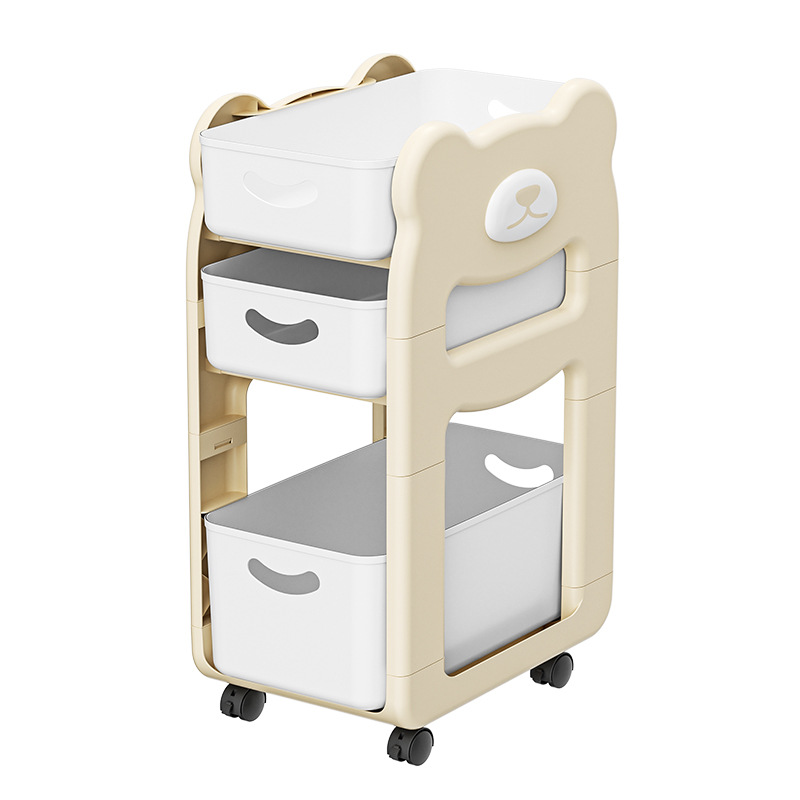 Modern Minimalist PP Plastic Cartoon Bear Kids Movable Storage Shelf 2/3-Tier For Bedroom &amp; Study