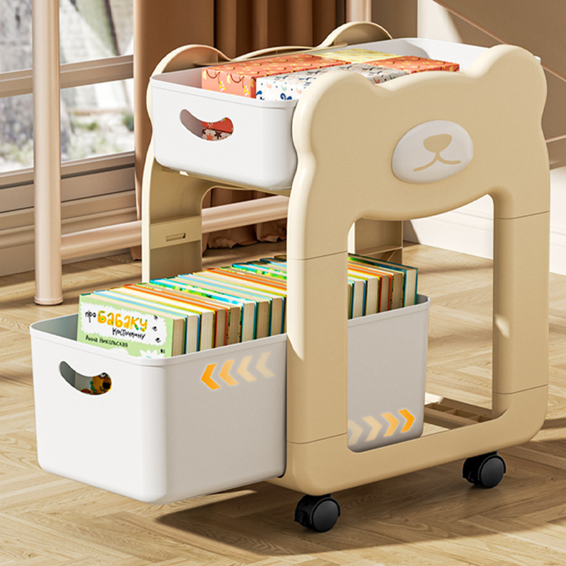 Modern Minimalist PP Plastic Cartoon Bear Kids Movable Storage Shelf 2/3-Tier For Bedroom &amp; Study