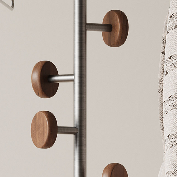 Contemporary Scandinavian Stainless Steel Terrazzo Solid Wood Branch-Shaped Space-Saving Hall Tree 7-Hook For Entryway &amp; Hallway