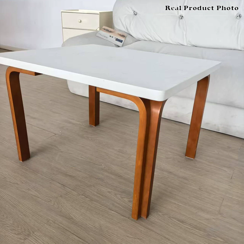 Moderner minimalistischer rechteckiger Esstisch aus MDF und Massivholz mit 4 Beinen für 2–4 Personen 