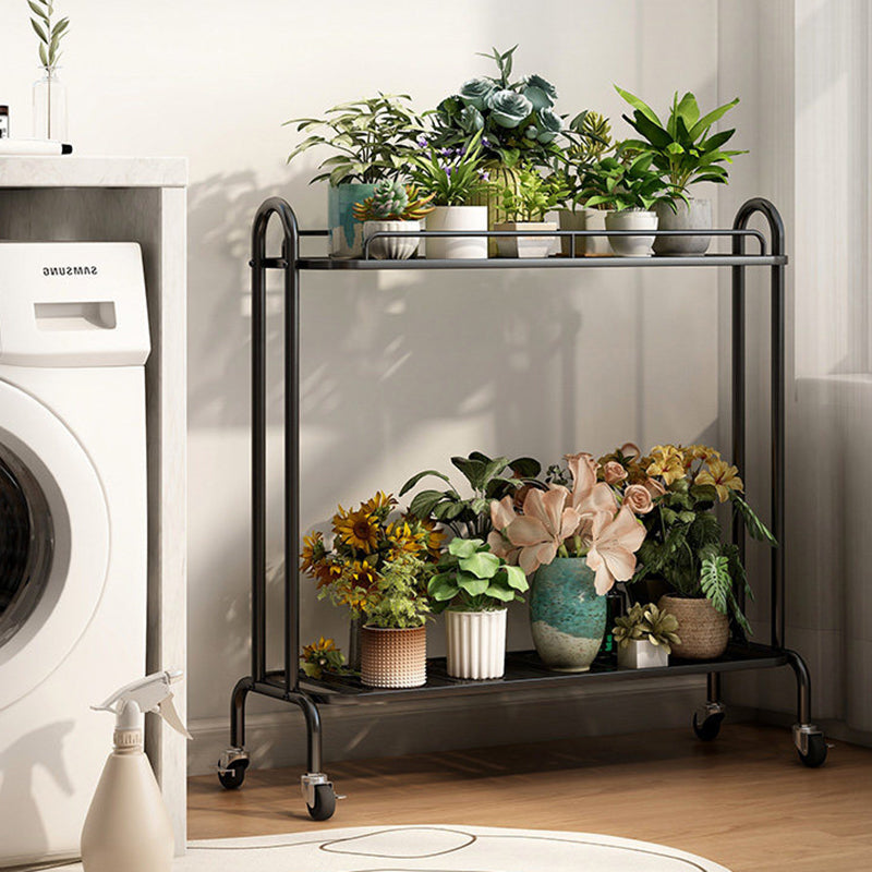 Modern Minimalist Carbon Steel Trapezoidal Movable Indoor Plant Storage Shelf 2-Tier For Living Room &amp; Balcony