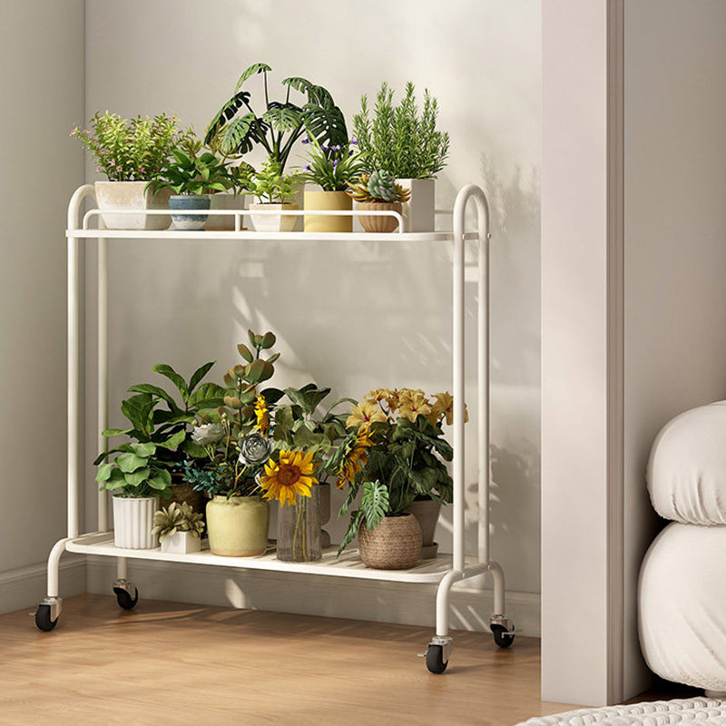Modern Minimalist Carbon Steel Trapezoidal Movable Indoor Plant Storage Shelf 2-Tier For Living Room &amp; Balcony