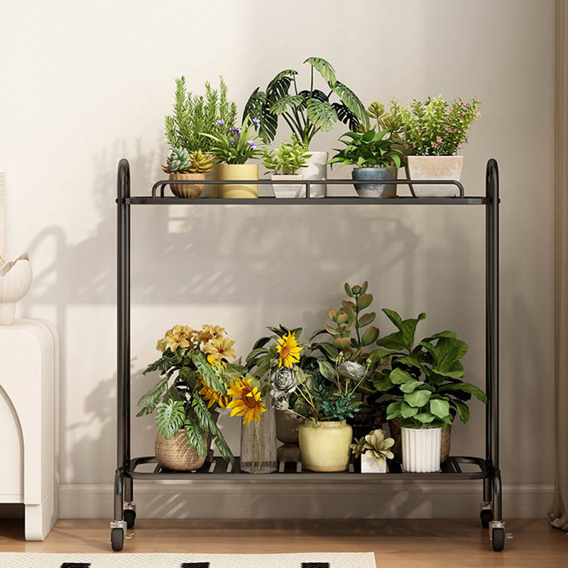 Modern Minimalist Carbon Steel Trapezoidal Movable Indoor Plant Storage Shelf 2-Tier For Living Room &amp; Balcony