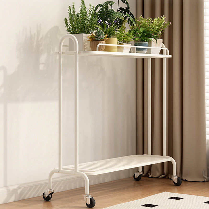 Modern Minimalist Carbon Steel Trapezoidal Movable Indoor Plant Storage Shelf 2-Tier For Living Room &amp; Balcony