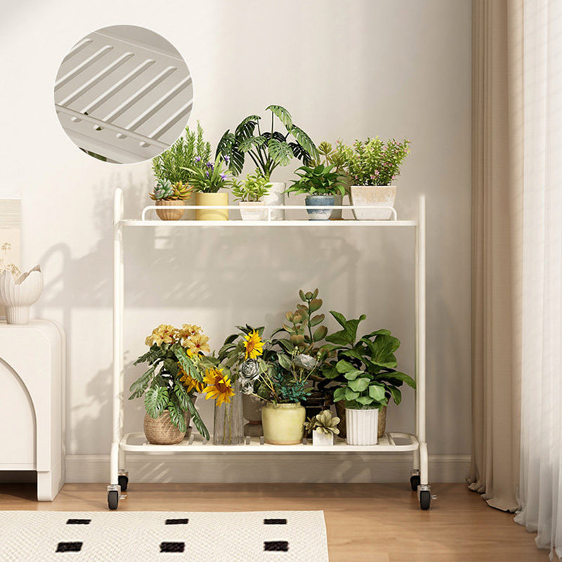 Modern Minimalist Carbon Steel Trapezoidal Movable Indoor Plant Storage Shelf 2-Tier For Living Room &amp; Balcony