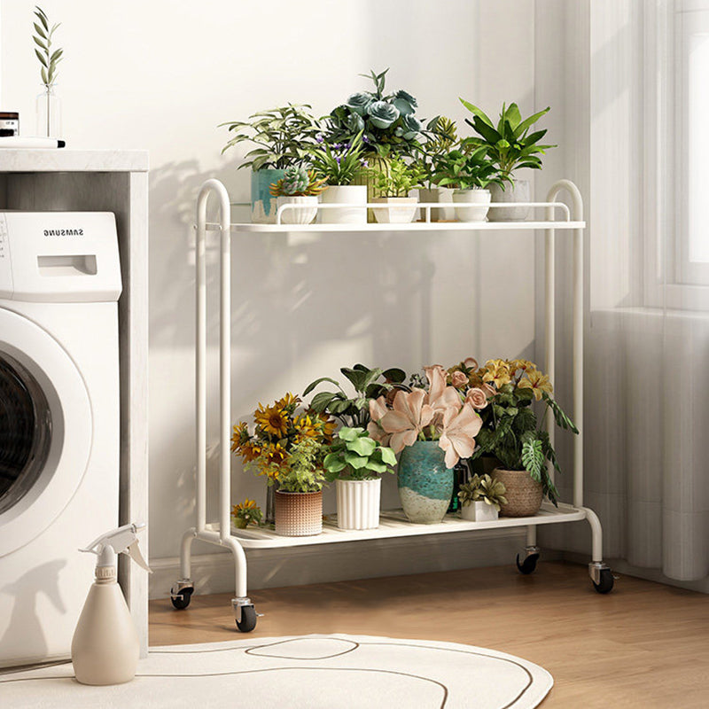 Modern Minimalist Carbon Steel Trapezoidal Movable Indoor Plant Storage Shelf 2-Tier For Living Room &amp; Balcony