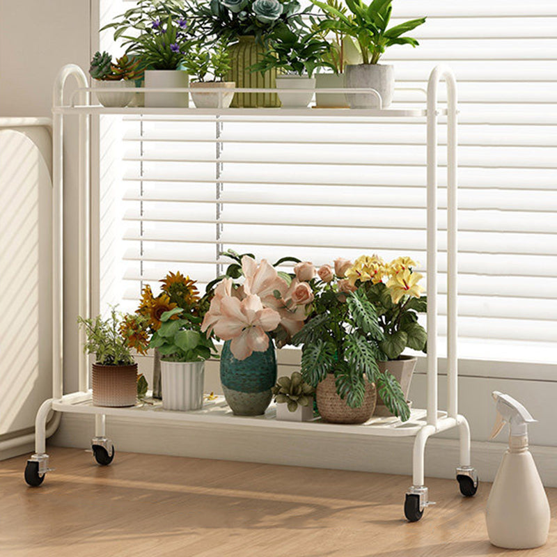 Modern Minimalist Carbon Steel Trapezoidal Movable Indoor Plant Storage Shelf 2-Tier For Living Room &amp; Balcony