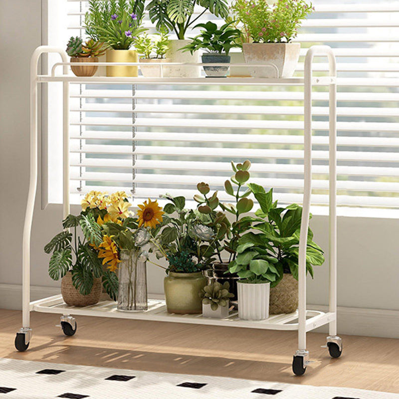 Modern Minimalist Carbon Steel Trapezoidal Movable Indoor Plant Storage Shelf 2-Tier For Living Room &amp; Balcony