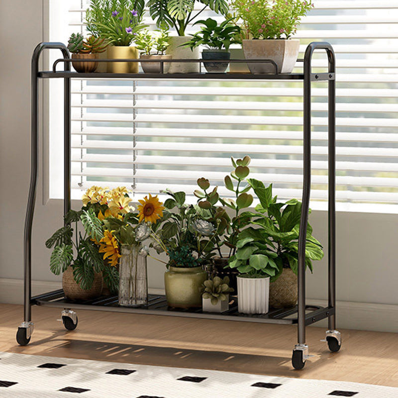 Modern Minimalist Carbon Steel Trapezoidal Movable Indoor Plant Storage Shelf 2-Tier For Living Room &amp; Balcony