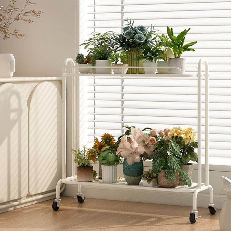 Modern Minimalist Carbon Steel Trapezoidal Movable Indoor Plant Storage Shelf 2-Tier For Living Room &amp; Balcony
