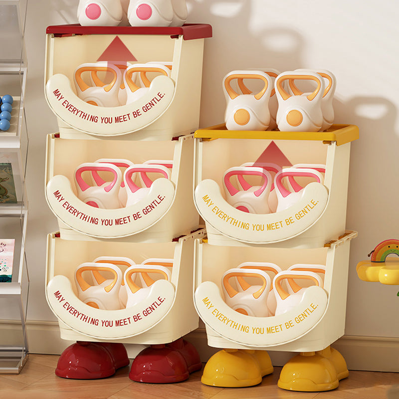 Modern Art Deco PP ABS Cartoon Big-Foot Floor-Standing Kids Toy Storage Shelf 1/2/3-Layer For Living Room