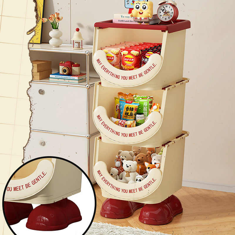 Modern Art Deco PP ABS Cartoon Big-Foot Floor-Standing Kids Toy Storage Shelf 1/2/3-Layer For Living Room