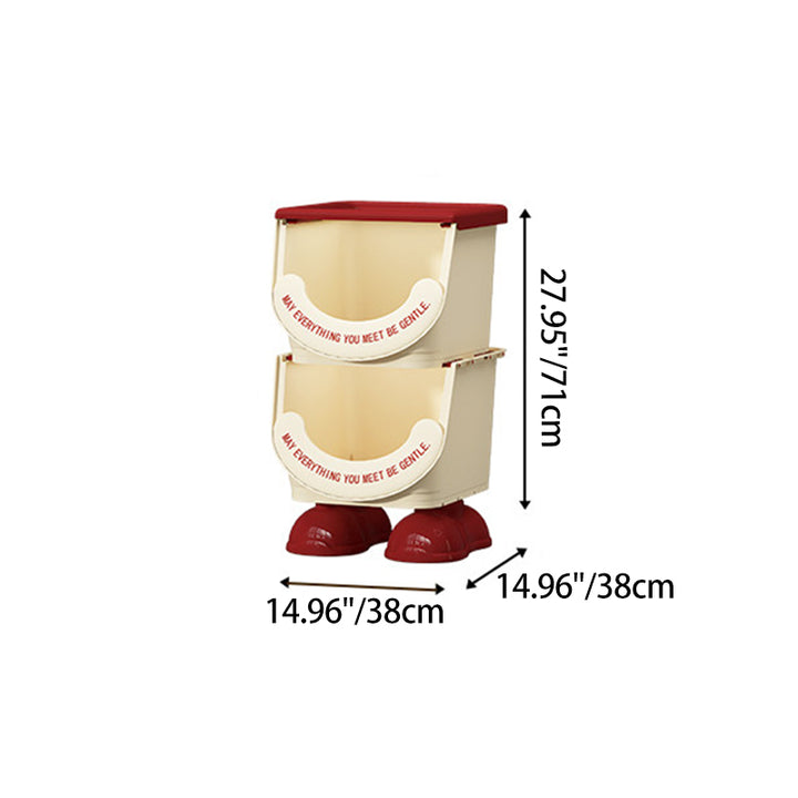 Modern Art Deco PP ABS Cartoon Big-Foot Floor-Standing Kids Toy Storage Shelf 1/2/3-Layer For Living Room