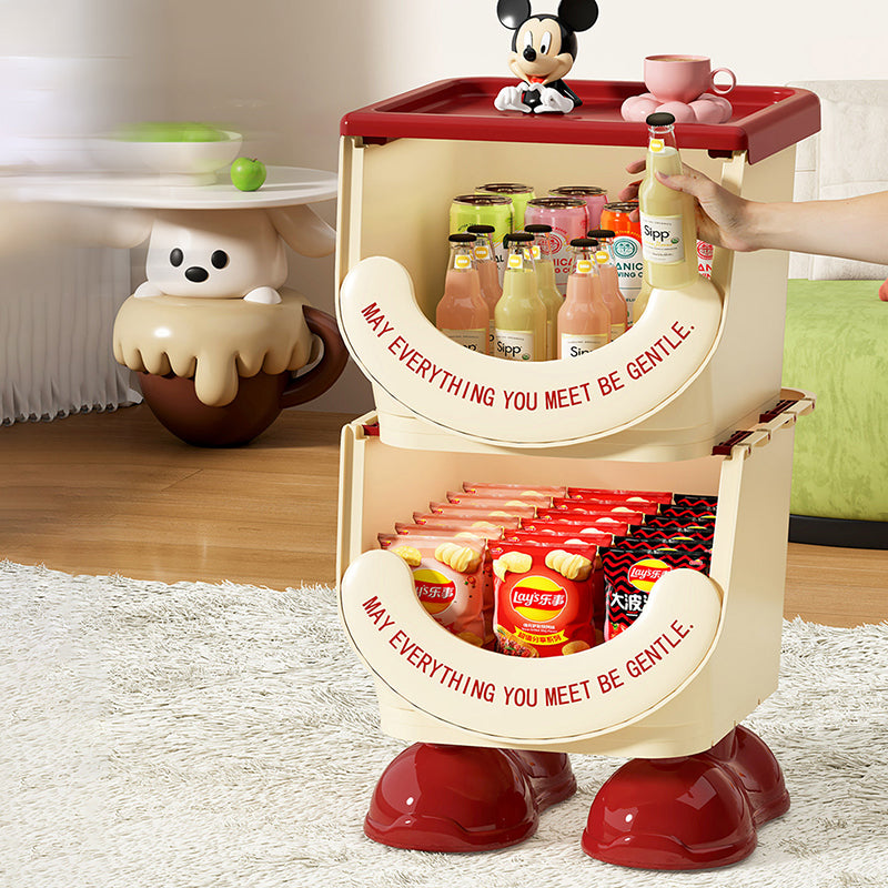 Modern Art Deco PP ABS Cartoon Big-Foot Floor-Standing Kids Toy Storage Shelf 1/2/3-Layer For Living Room