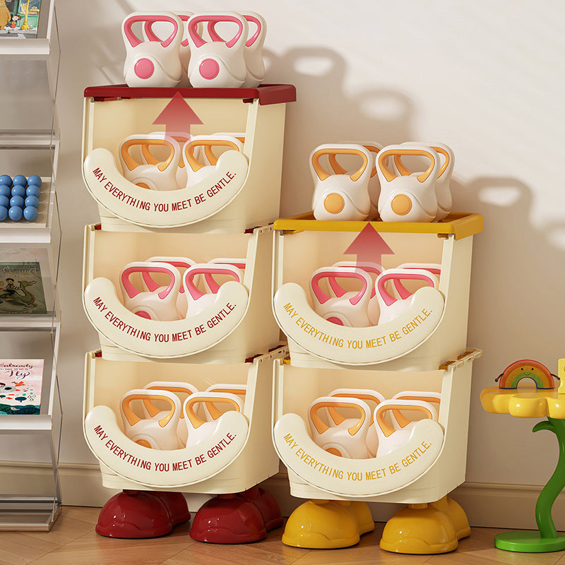 Modern Art Deco PP ABS Cartoon Big-Foot Floor-Standing Kids Toy Storage Shelf 1/2/3-Layer For Living Room
