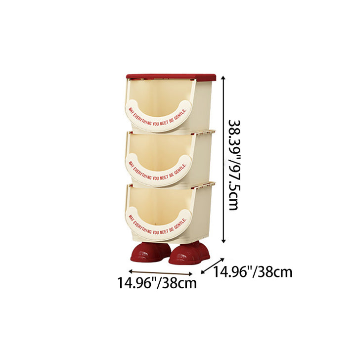 Modern Art Deco PP ABS Cartoon Big-Foot Floor-Standing Kids Toy Storage Shelf 1/2/3-Layer For Living Room