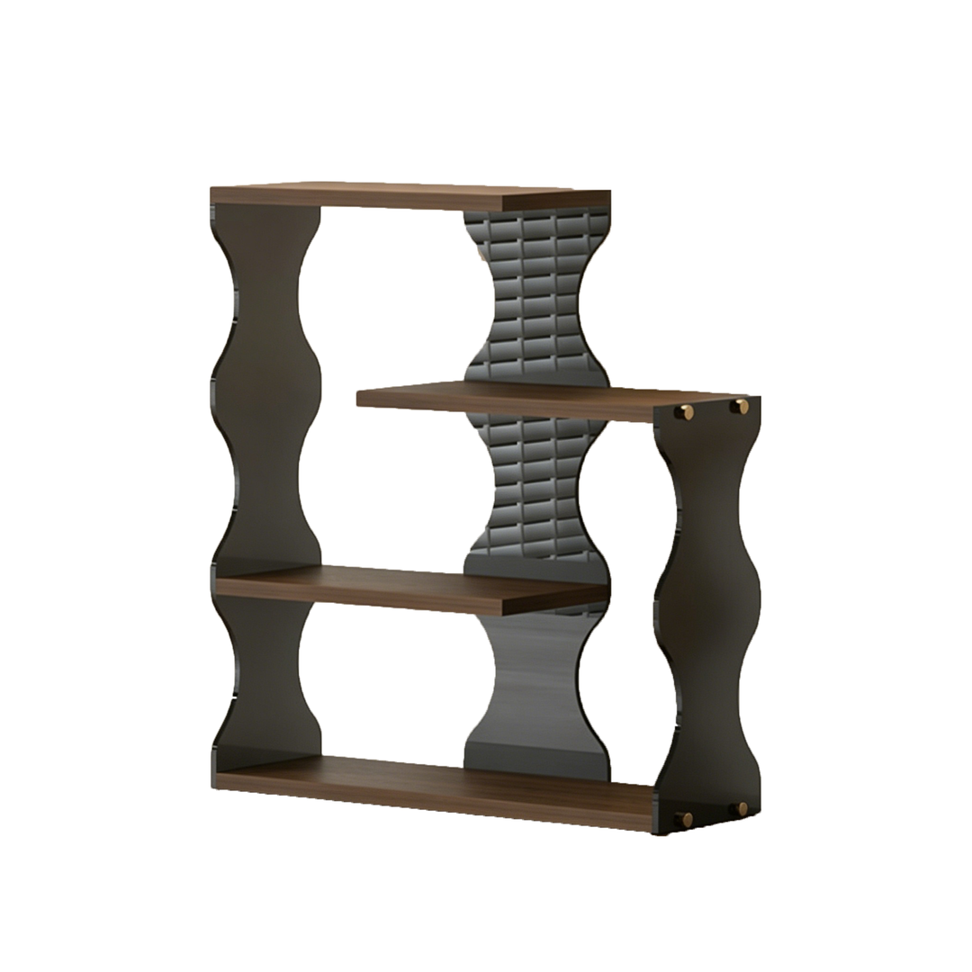 Moderner minimalistischer 4-stufiger Desktop-Becher-Aufbewahrungsständer aus MDF und Acryl mit gewelltem rechteckigem Rand für das Esszimmer 