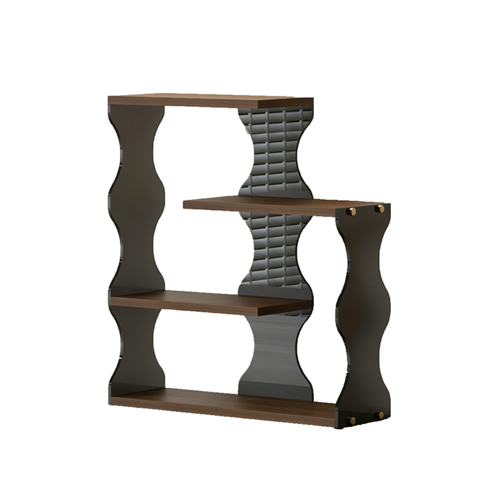 Moderner minimalistischer 4-stufiger Desktop-Becher-Aufbewahrungsständer aus MDF und Acryl mit gewelltem rechteckigem Rand für das Esszimmer 