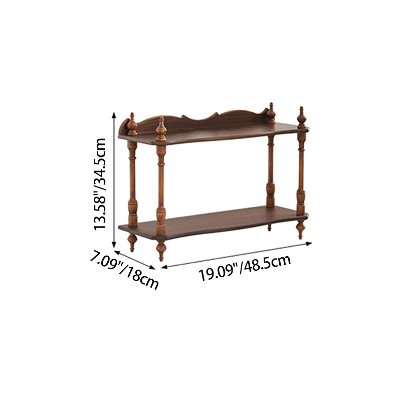 Traditional Vintage Rubberwood Ash Wood Veneer Rectangular Desktop Display Rack 2/3-Layer For Living Room &amp; Bedroom
