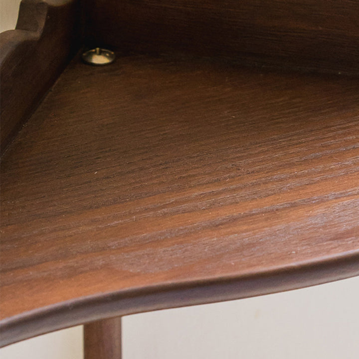 Traditional Vintage Rubberwood Ash Wood Veneer Rectangular Desktop Display Rack 2/3-Layer For Living Room &amp; Bedroom