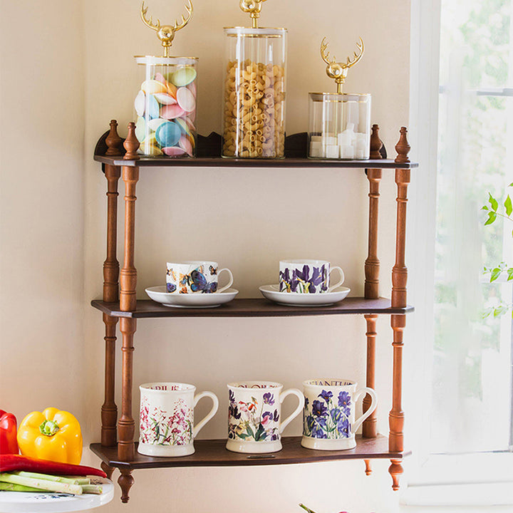 Traditional Vintage Rubberwood Ash Wood Veneer Rectangular Desktop Display Rack 2/3-Layer For Living Room &amp; Bedroom