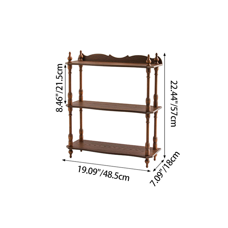 Traditional Vintage Rubberwood Ash Wood Veneer Rectangular Desktop Display Rack 2/3-Layer For Living Room &amp; Bedroom