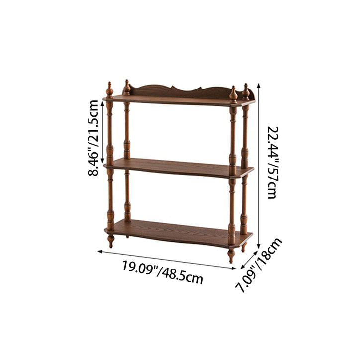Traditional Vintage Rubberwood Ash Wood Veneer Rectangular Desktop Display Rack 2/3-Layer For Living Room &amp; Bedroom