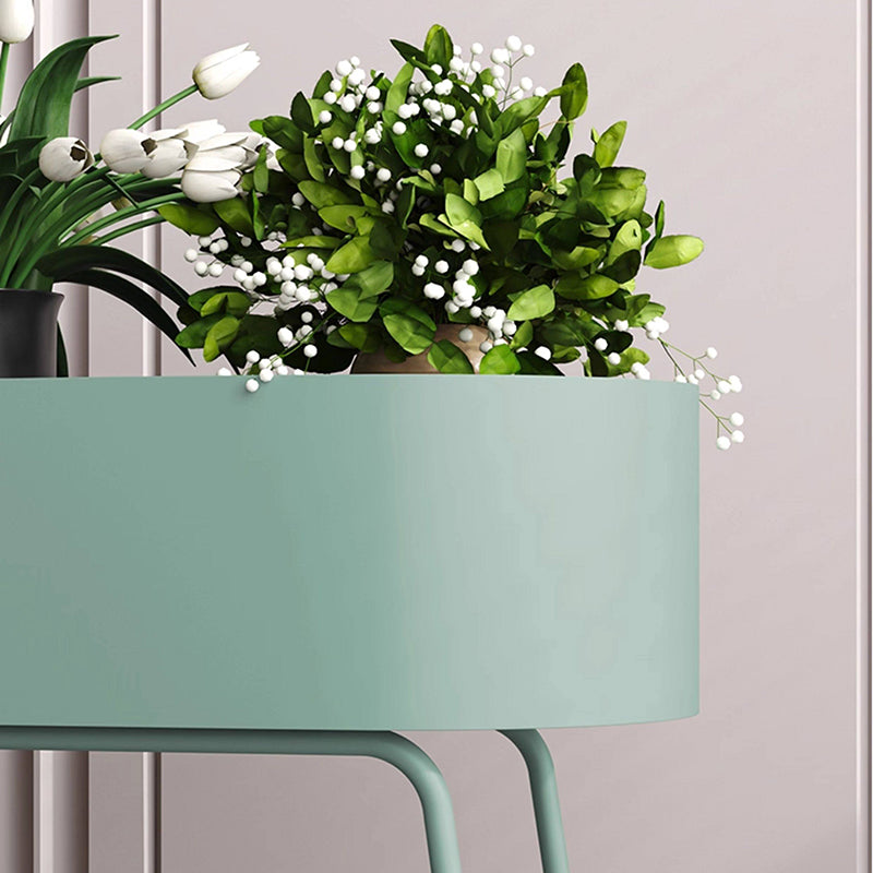 Modern Minimalist Iron Oval Plant Indoor Storage Shelf 2-Tier For Living Room &amp; Balcony