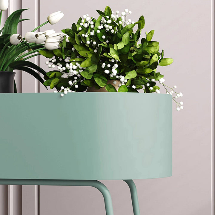 Modern Minimalist Iron Oval Plant Indoor Storage Shelf 2-Tier For Living Room &amp; Balcony
