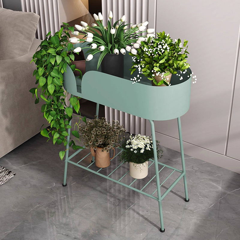 Modern Minimalist Iron Oval Plant Indoor Storage Shelf 2-Tier For Living Room &amp; Balcony