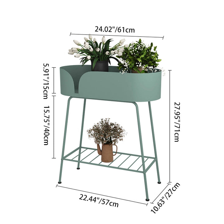 Modern Minimalist Iron Oval Plant Indoor Storage Shelf 2-Tier For Living Room &amp; Balcony