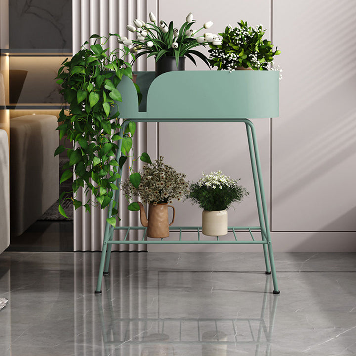 Modern Minimalist Iron Oval Plant Indoor Storage Shelf 2-Tier For Living Room &amp; Balcony