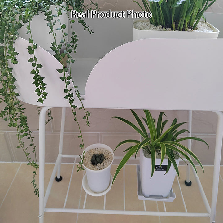 Modern Minimalist Iron Oval Plant Indoor Storage Shelf 2-Tier For Living Room &amp; Balcony