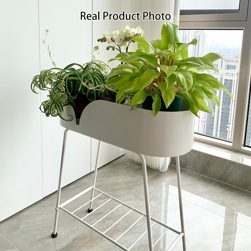 Modern Minimalist Iron Oval Plant Indoor Storage Shelf 2-Tier For Living Room &amp; Balcony