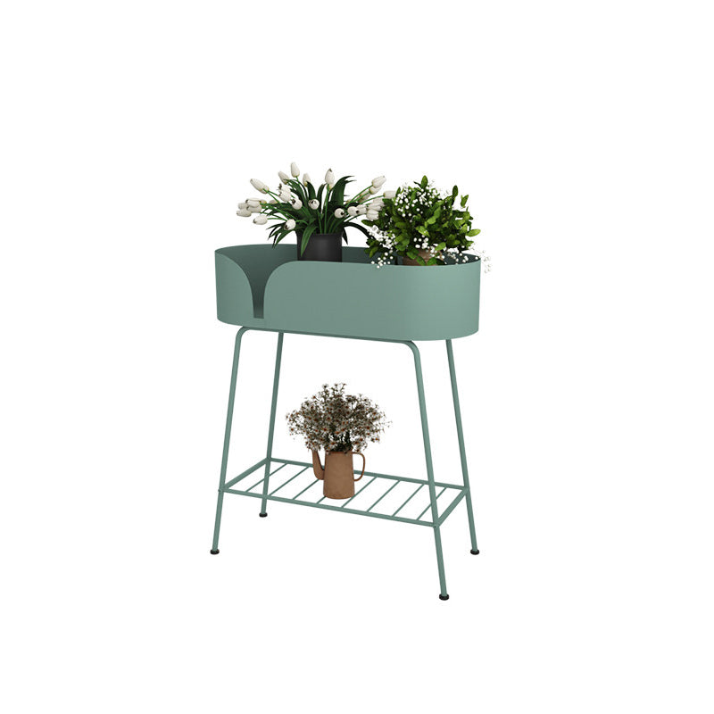 Modern Minimalist Iron Oval Plant Indoor Storage Shelf 2-Tier For Living Room &amp; Balcony