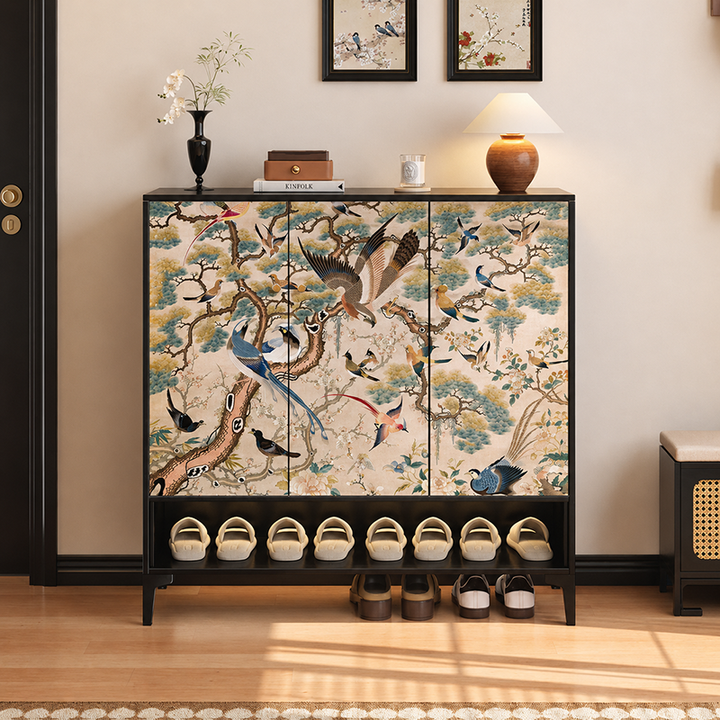 Traditional Chinese Carbon Steel Rectangular Multi-Functional Shoe Storage Cabinet 5-Tier For Entryway &amp; Hallway