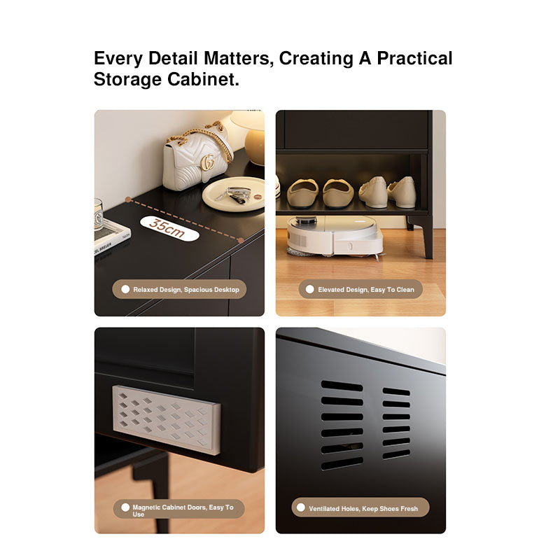 Traditional Chinese Carbon Steel Rectangular Multi-Functional Shoe Storage Cabinet 5-Tier For Entryway &amp; Hallway