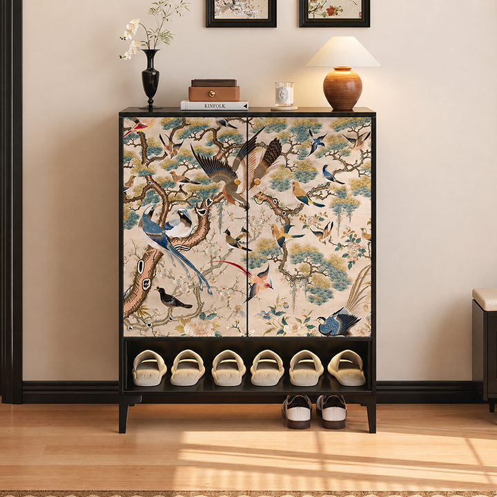 Traditional Chinese Carbon Steel Rectangular Multi-Functional Shoe Storage Cabinet 5-Tier For Entryway &amp; Hallway