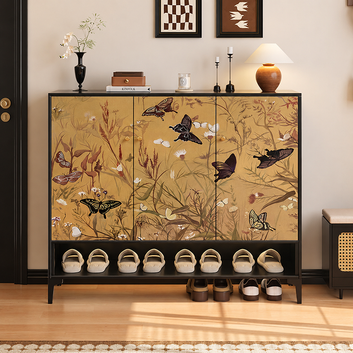 Traditional Chinese Carbon Steel Rectangular Multi-Functional Shoe Storage Cabinet 5-Tier For Entryway &amp; Hallway