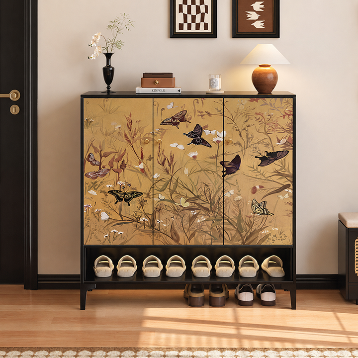 Traditional Chinese Carbon Steel Rectangular Multi-Functional Shoe Storage Cabinet 5-Tier For Entryway &amp; Hallway