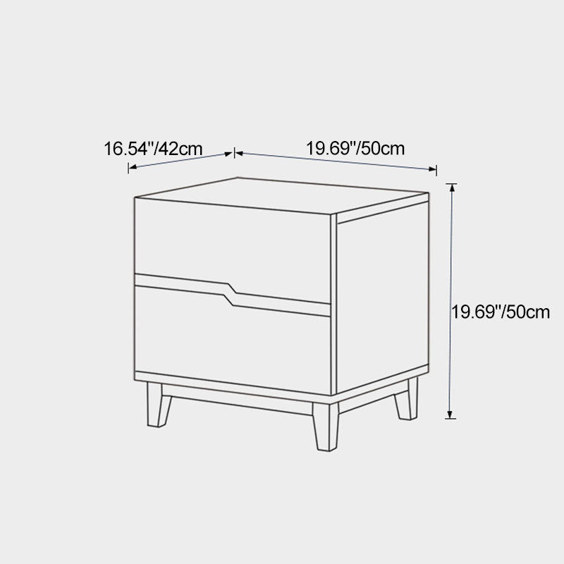 Table de chevet rectangulaire minimaliste moderne en noyer noir avec 2 tiroirs pour chambre 