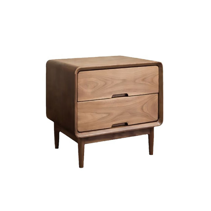 Table de chevet carré en noyer noir japonais traditionnel avec 2 tiroirs pour chambre 