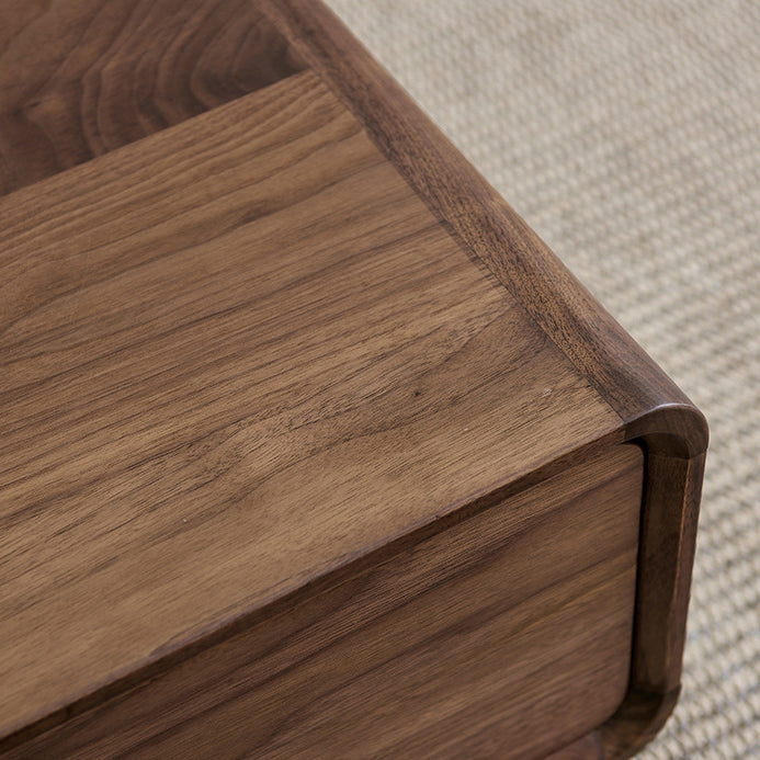 Traditional Chinese Black Walnut Rounded Rectangular Coffee Table With 2 Drawers For Living Room