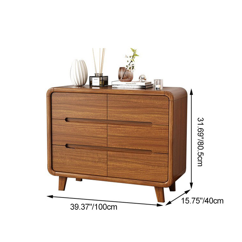 Traditional Chinese Solid Wood Rounded Rectangular Storage Cabinet With 6/9 Drawers For Bedroom Or Living Room