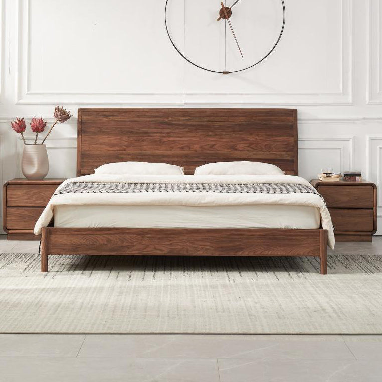 Modern Minimalist Cherry & Black Walnut Rounded Rectangular Nightstand With 2 Drawers For Bedroom
