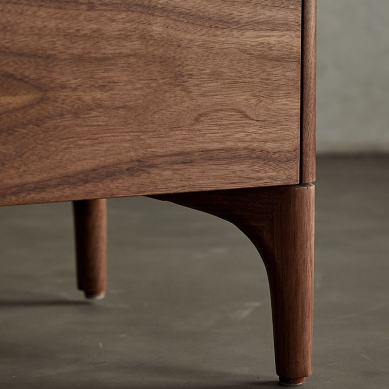Traditional Chinese Black Walnut Rectangular Nightstand With 2 Drawers For Bedroom