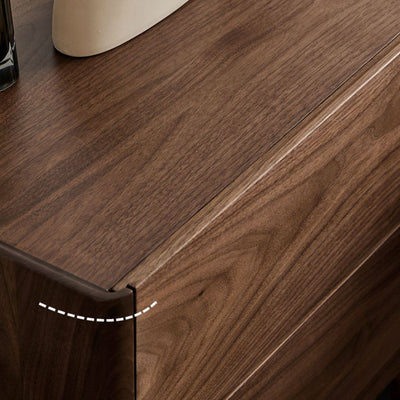 Traditional Chinese Black Walnut Rectangular Nightstand With 2 Drawers For Bedroom