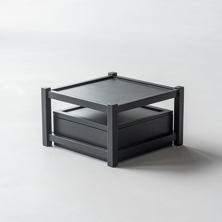 Traditional Japanese Solid Wood Square Side Table 1-Tier For Living Room