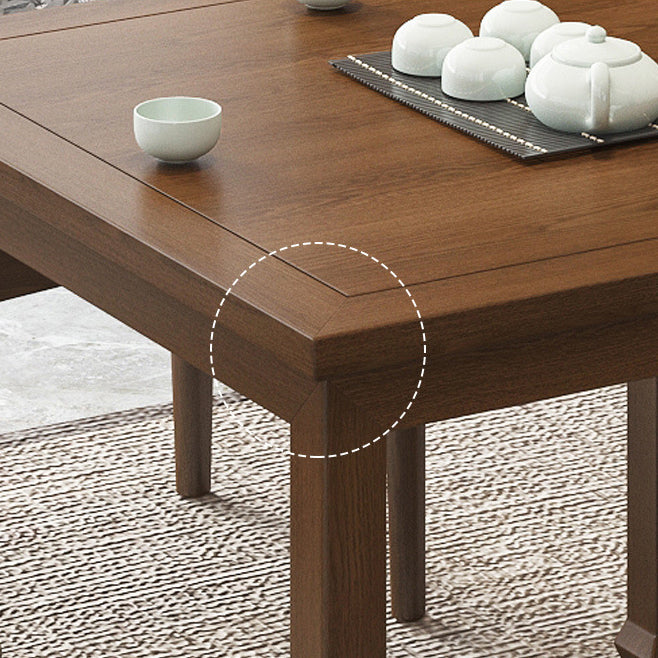 Traditional Chinese Elm Wood Square End Table 1-Tier For Living Room