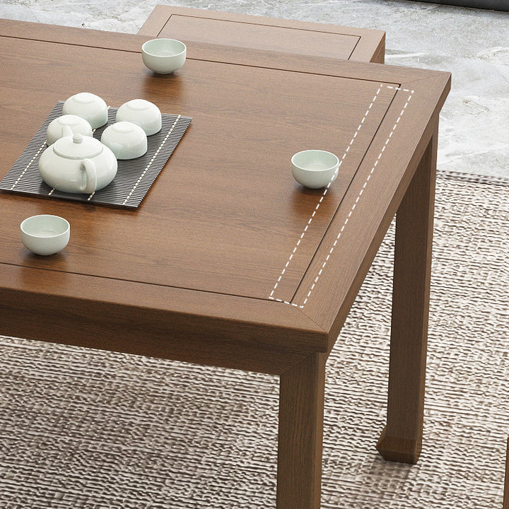 Traditional Chinese Elm Wood Square End Table 1-Tier For Living Room